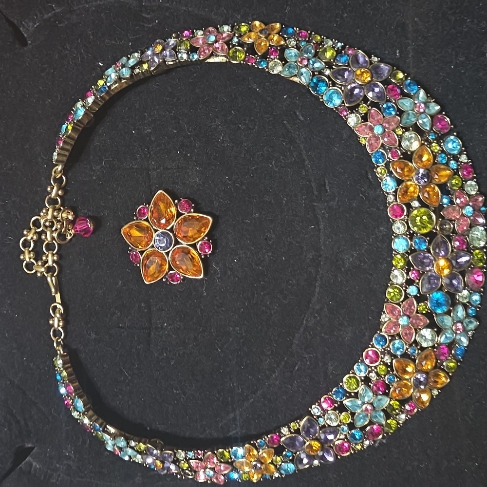 HEIDI DAUS "Fantasy in Florals" Necklace & Brooch Set